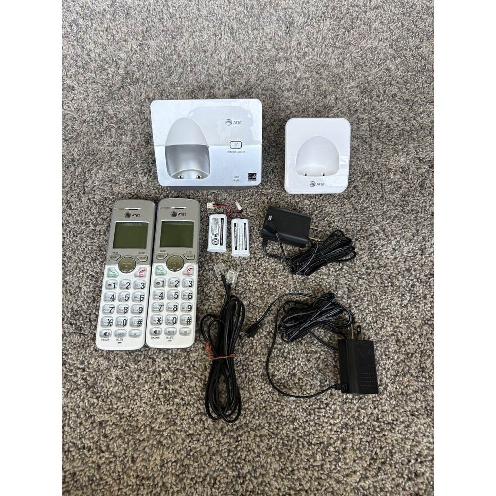 AT&T EL51203 Cordless Phone 2 Handset Caller ID Speakerphone Backlit White